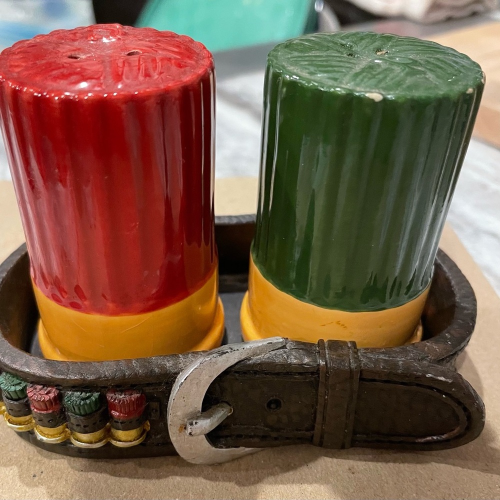 Rustic Red and Green Salt and Pepper Shaker Set